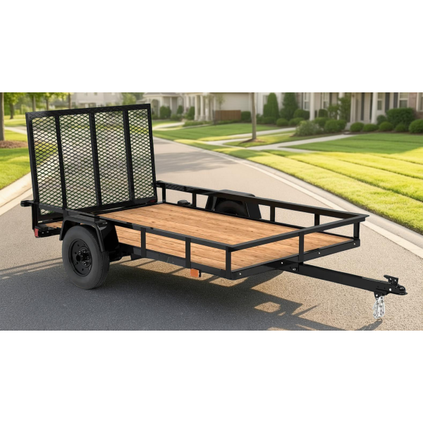 picture of a small utility trailer in front of the residential area